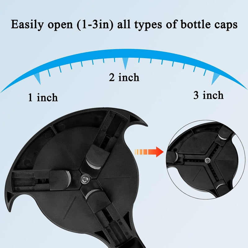Can Opener Multifunction,Jar Opener for Weak Hands,Kitchen Beer bottle Opener Portable 3-in-1 Bottle Opener Can Opener Tool Innovative Gadget Get Lid Off Easily (BLACK)