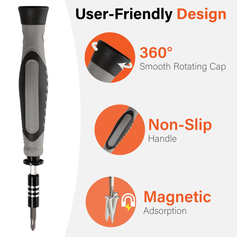 Mini Precision Screwdriver Set Aluminum Handle, Flexible Shaft, Magnetic Electronics Repair Tool Kit for Phones, Laptops, Toys, Tablet, Watches & DIY Projects (130-1) 130-1