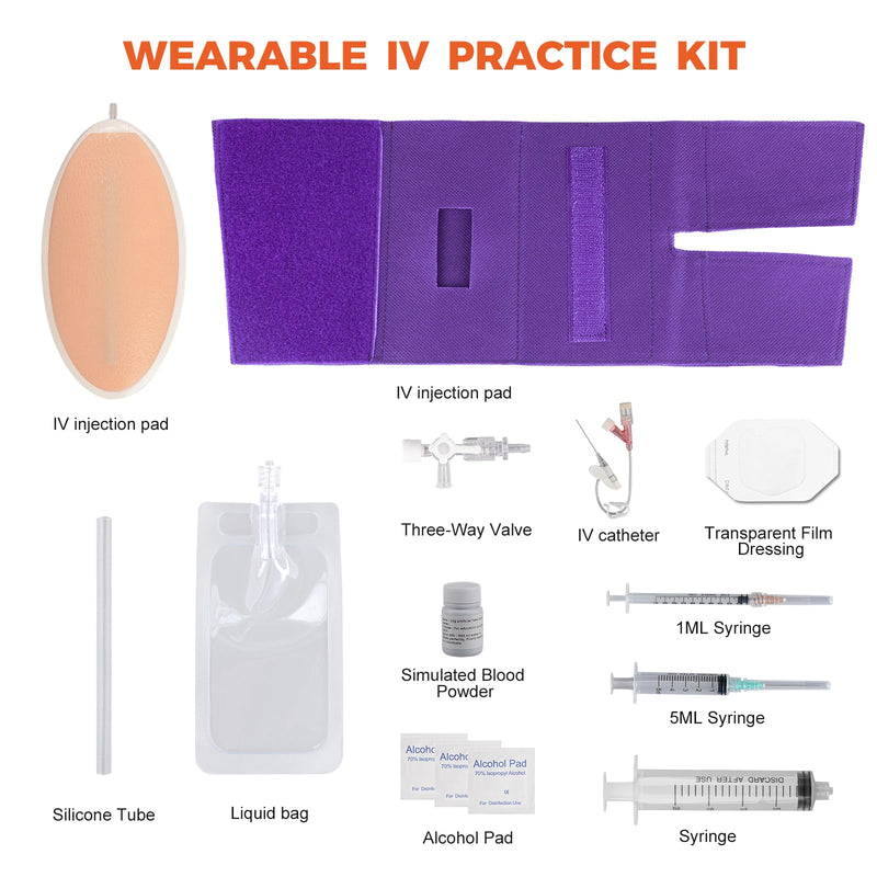 SimCoach Phlebotomy and Venipuncture Practice Kit, Wearable IV Practice Kit with Needles, IV Injection/Insertion Practice Kit for Medical Students, White