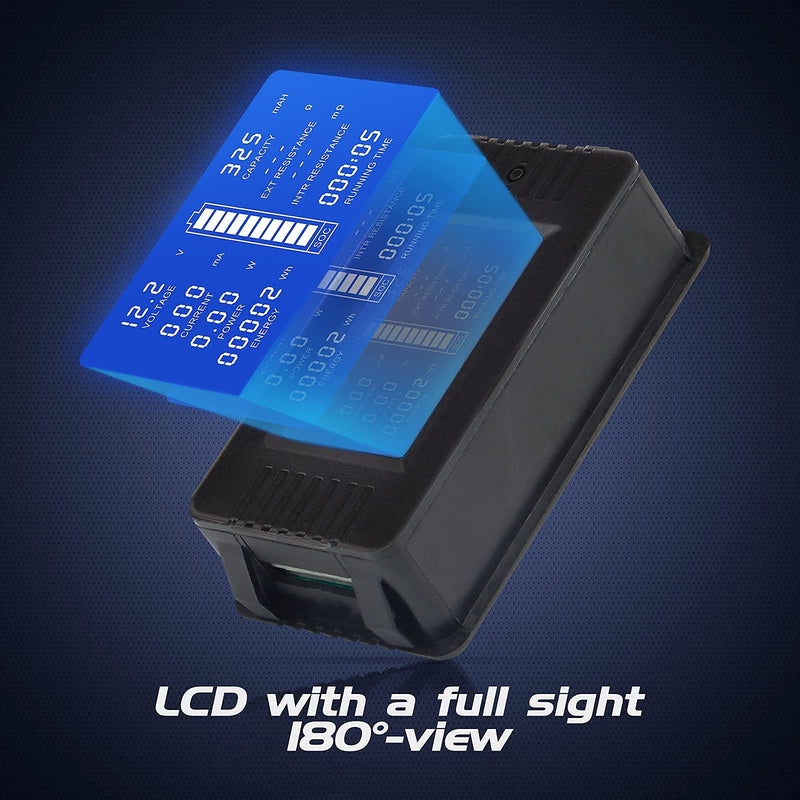 DC Multifunction Battery Monitor Meter with Shunt,0-200V,0-100A, LCD Display Digital Current Multimeter Voltmeter Ammeter for Cars RV Solar,Widely Applied to 12V/24V/48V RV/Car Battery… DC 100A Battery Meter