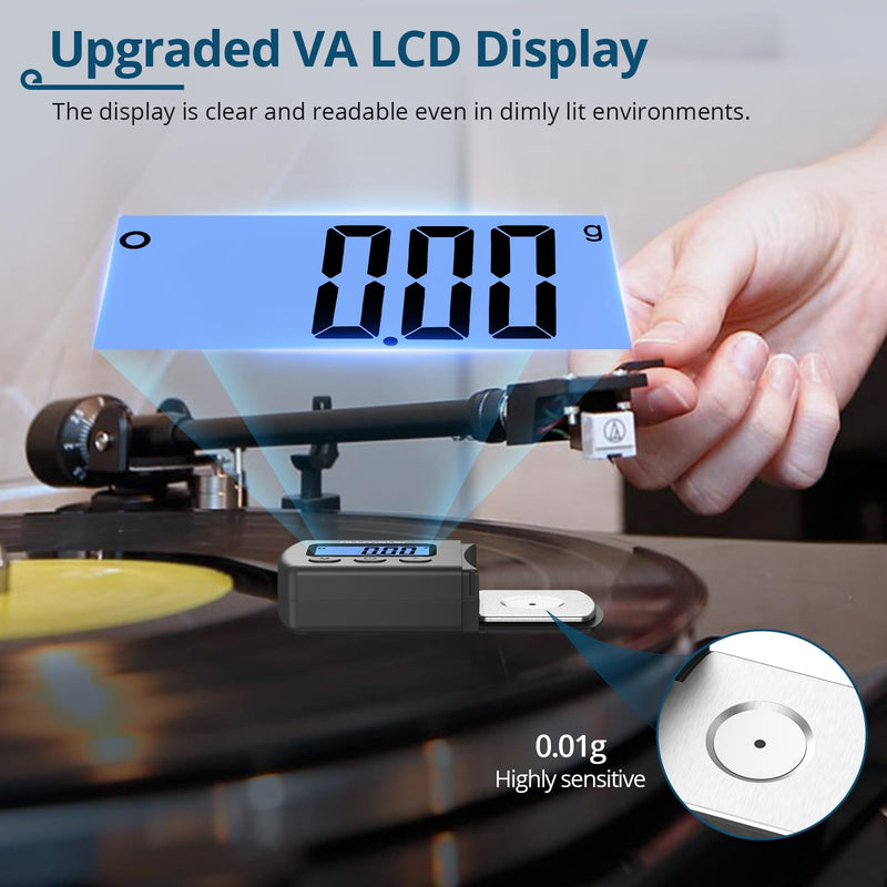 High-Precision Digital Stylus Force Gauge for Turntable Setup – 0.01g Accuracy, VTA Ruler, Overhang Protractor, Extra Stylus, Carry Case Included Turntable Setup Kit