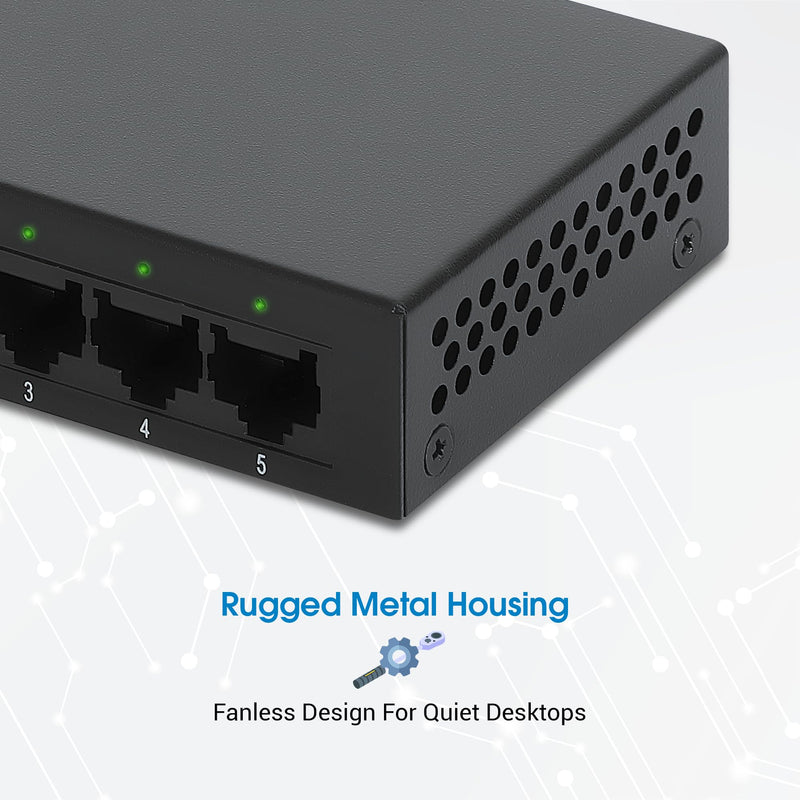 Intellinet 5-Port Gigabit Ethernet Network Switch, Ethernet Splitter - Unmanaged | Plug & Play | Auto Traffic Optimization | Fanless Metal Housing - for Computer Networking Hub, Desktop – 530378
