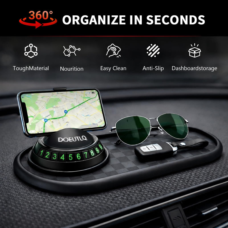 Multifunctional Car Anti-Slip Mat Dash Phone Holder New Accessories Dashboard Mat Non Slip Cover Driver Essentials Support Stand All in One Car Organizer Pad Dash Board Sticky Pad (Black & Gray)
