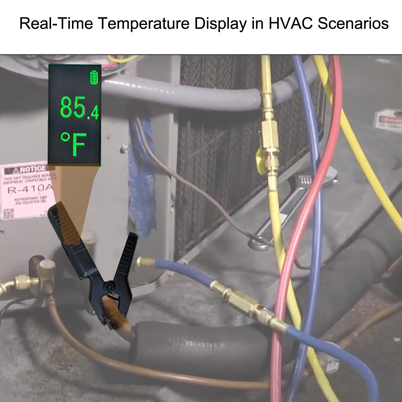 HVAC Temperature Clamp – Digital Pipe Clamp Thermometer, Temperature Meter, High Precision ±0.3°C, -58°F to 302°F, Backlit Display, HVAC Diagnostic Tool for AC & Cooling Systems