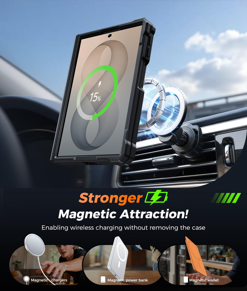 FNTCASE for Samsung Galaxy Z Fold 8 Case with 360 Spin Magnetic Kickstand | Hinge Protection, Screen Protector, Fit for MagSafe, Heavy Duty Military-Grade, Non-Slip Grip, Z Fold 8 Wide Cover Black For Samsung Galaxy Z Fold 8 (7.6 Inch)