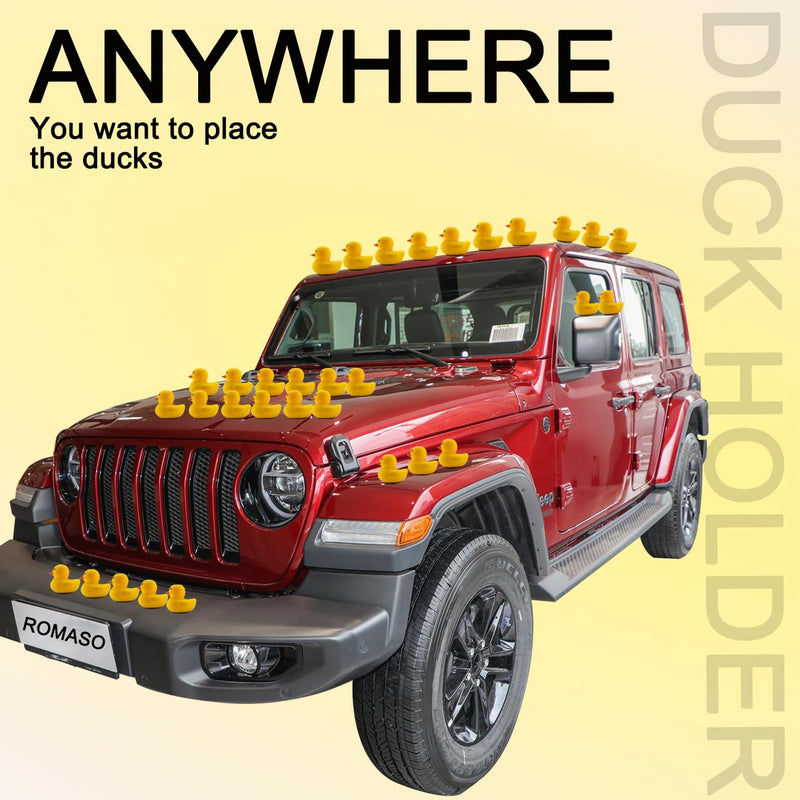 20Pcs Duck Holder for Jeep Dash,Rubber Ducks Plugs for Jeep Wrangler,Dashboard Plastic Duck Mounts,Black (Excluding Rubber Ducks)