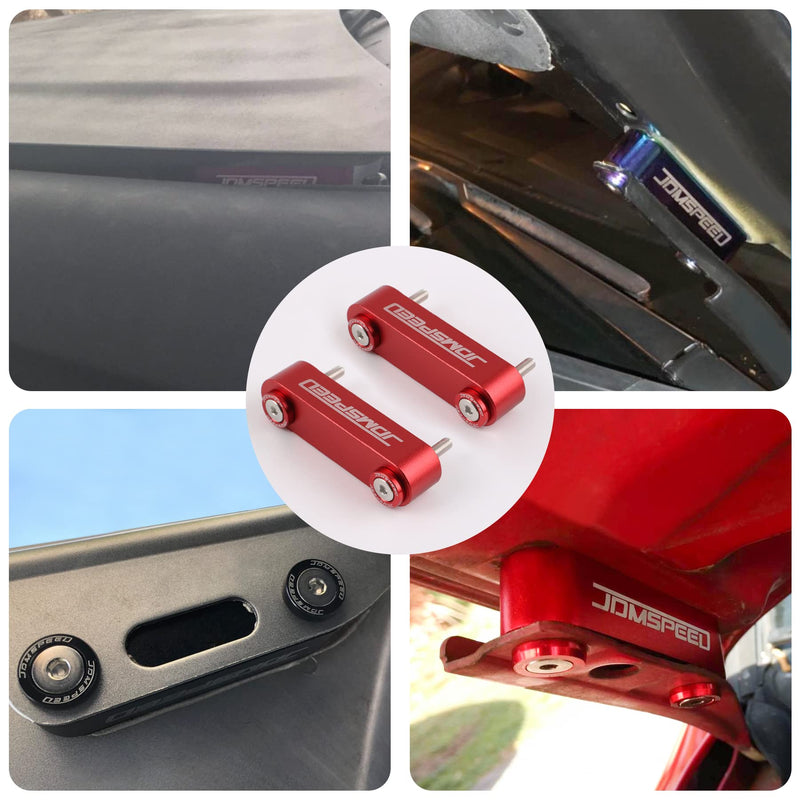 JDMSPEED Anodized Red JDMSPEED Hood Spacer Hood Riser 3/4" Replacement For Honda Civic CRX Del Sol Acura Integra