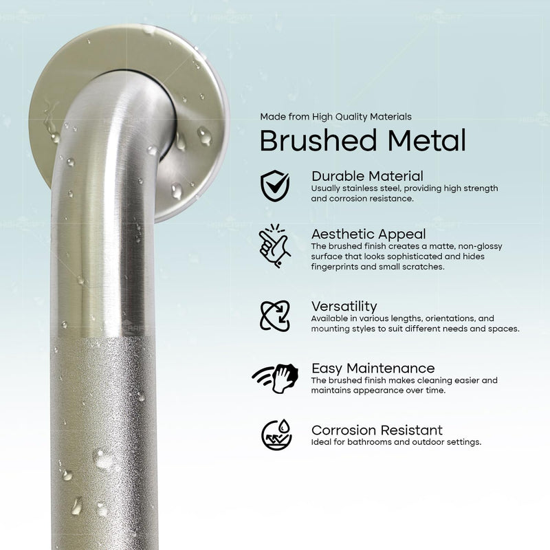  [AUSTRALIA] - Highcraft Grab Bar for Bathtubs and Showers, Anti Slip Shower Grab Bars for Seniors and Elderly, Safety Bar for Bathroom 18" x 1.5" ADA Compliant Grab Bar, Heavy Duty Stainless Steel Shower Handle