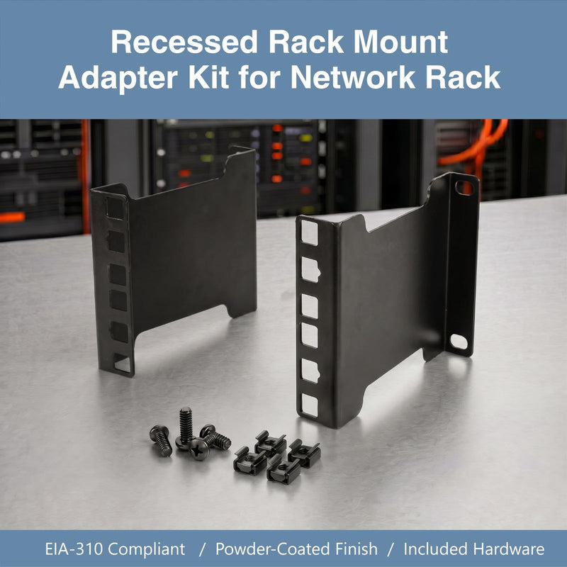 2U Server Rack Depth Extender Kit, 4" Deep Recessed Rack Mount Adapter, TAA Compliant Network Rack Extender for Standard 19" Racks (2u 4inch) 2u 4inch