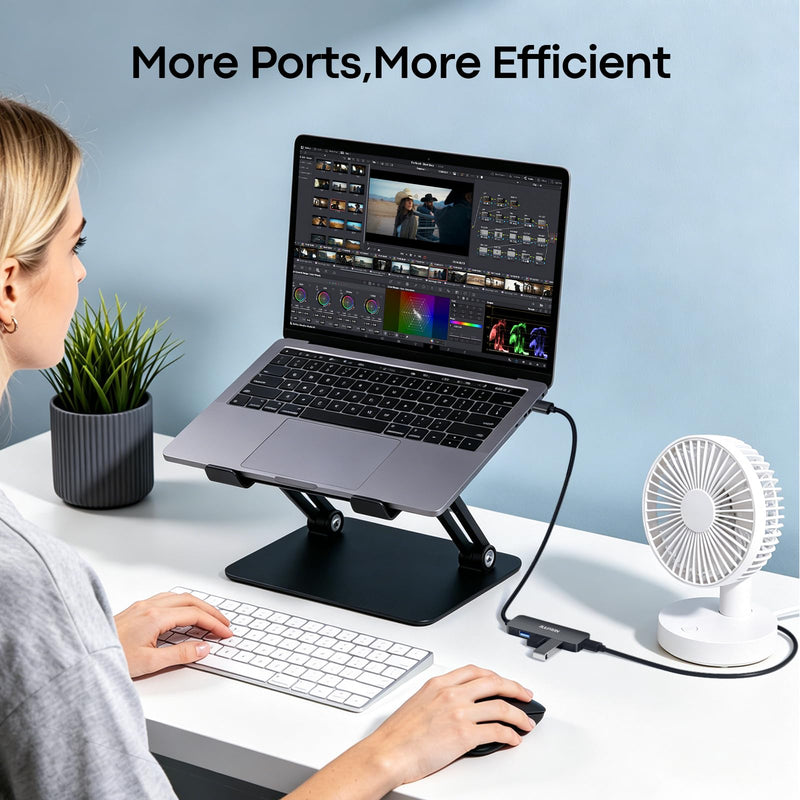 USB 3.0 Hub, 4-Port USB-A Splitter, 5Gbps High-Speed Data Adapter, Plug & Play USB Extender Hub for Laptop, PC, Desktop, Keyboard, Mouse, Flash Drive, External HDD, Printer, 1FT