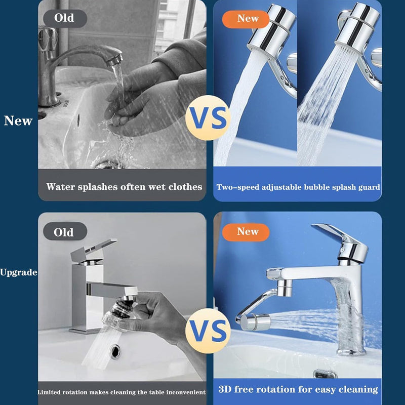 Universal Sink Faucet 1440° Rotatable Faucet Aerator Extension, U Shaped Faucet Extender, 360° Rotating Faucet Extender for Bathroom Sink/Kitchen, Sink Faucet Extender, 2 Modes Adjustable (2*Silver) 2*Silver