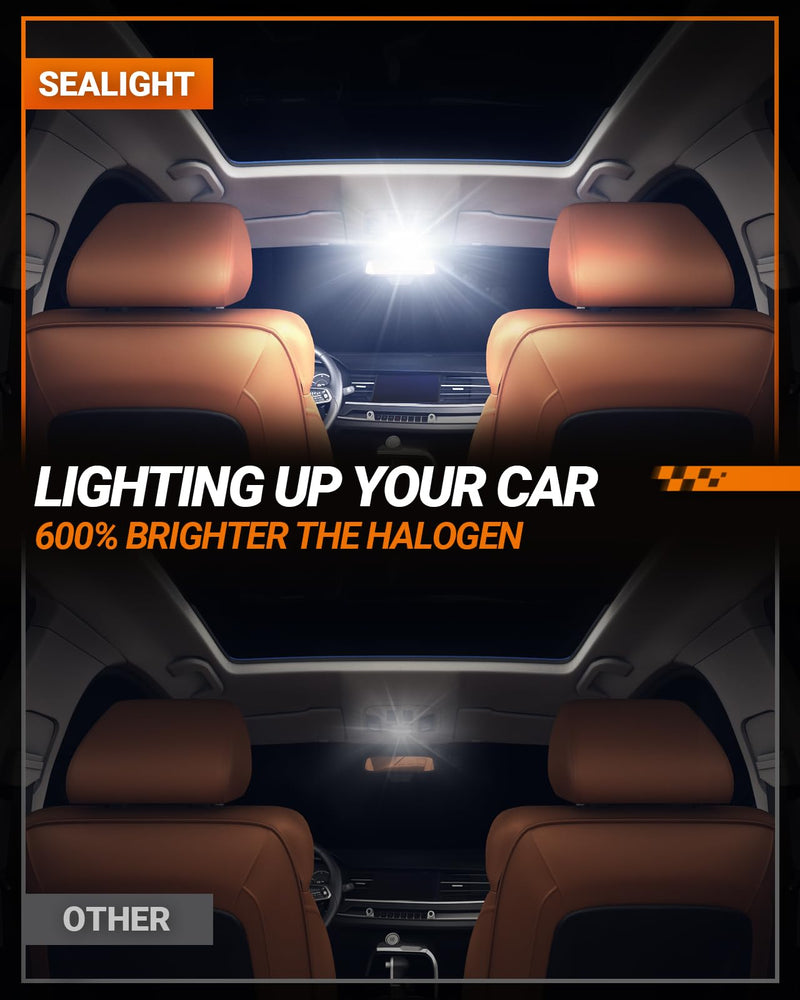 SEALIGHT 194 LED Bulbs 6000K White for License Plate Car Interior Dome Map Door Courtesy Dash Lights 168 175 2825 W5W T10,Pack of 2 White-2PCS