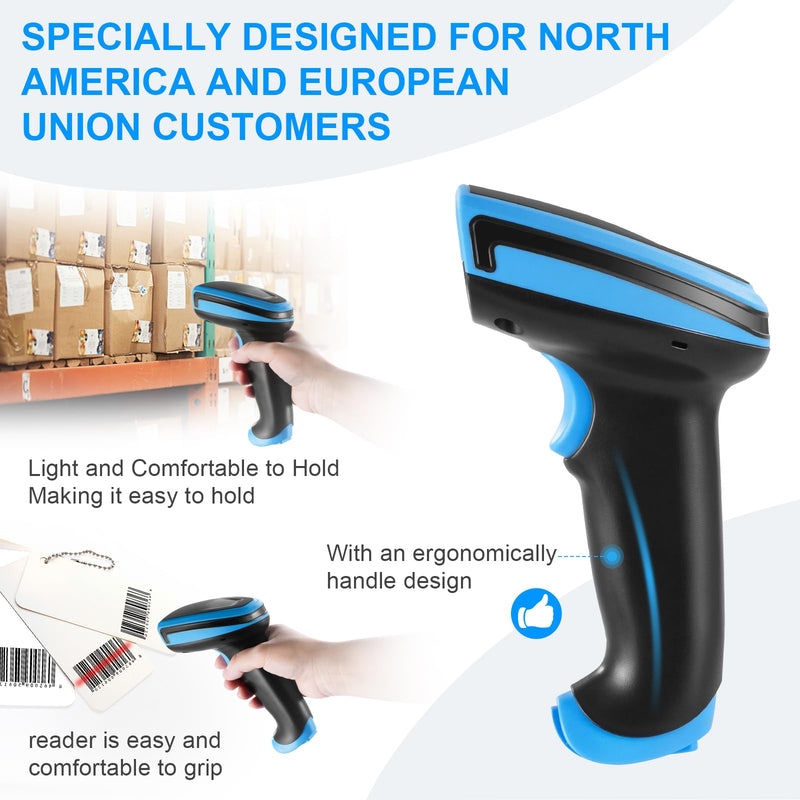 1D Barcode Scanner, Onewscan Wireless Laser Bar Code Scanners with Stand 2.4G Wireless & USB Wired Connection Plug and Play Handheld Bar Code Reader 652wl