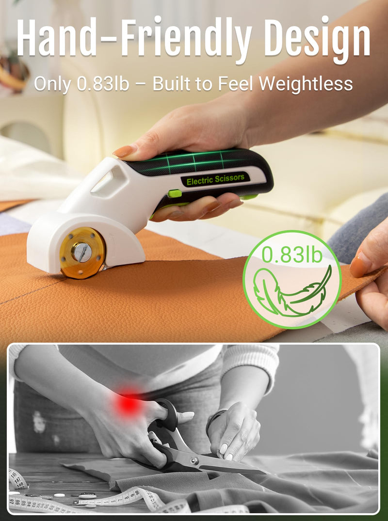 2026 NEW 4V Cordless Electric Scissors Tools, Cardboard Cutter with 2 Titanium Blade Accessories, Safety Lock, Rotary Cutter for Cardboard,Gifts for Men&Women - Glossy White