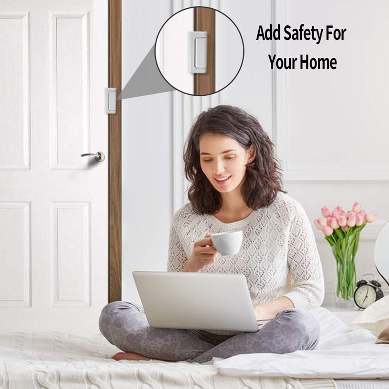Saihisday 3PCS Home Security Door Reinforcement Lock, Add Home Security to Prevent Unauthorized Entry, Aluminum Privacy Door Lock with 7 Screws for Inward Swinging Door (White) White