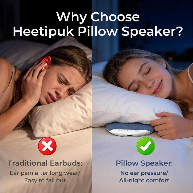 2026 Pillow Speaker,Bluetooth Pillow Speakers for Sleeping | Ultra-Thin Under Pillow Speakers with White Noise,Flat Under Pillow Speaker for Side Sleeper,Wireless Sleep Aid for Adult Blue