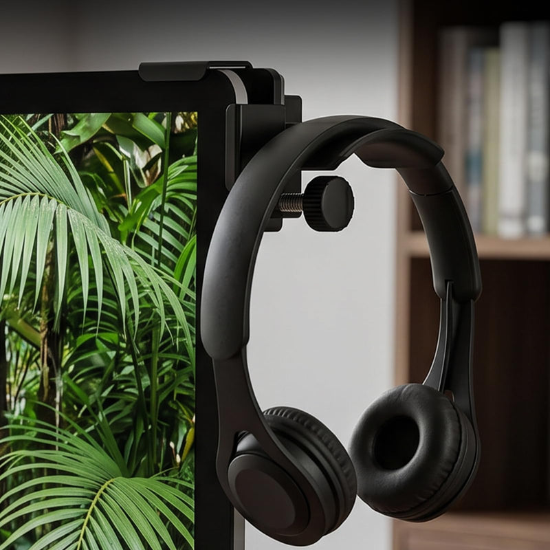 aceyoon Monitor Headphone Stand Clamp-On 360° Rotating Screen Headphones Holder Adjustable Anti-Slip Universal Headset Hanger for Monitor, Desk Organizer