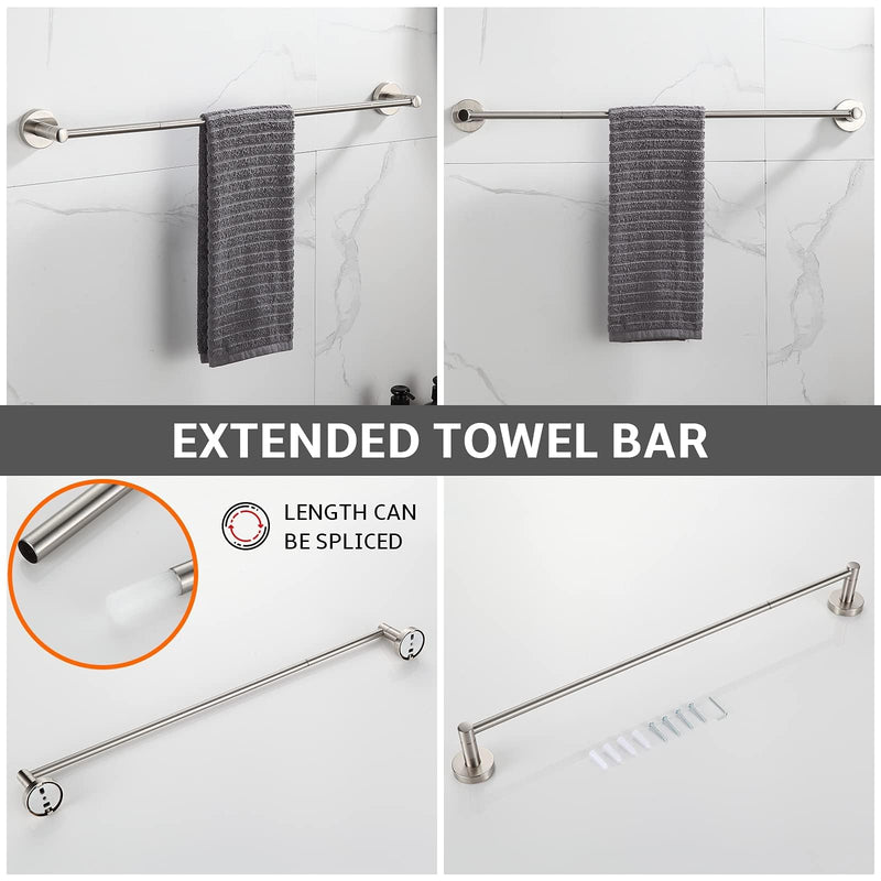 BGL Bathroom Accessory Set Brushed Nickel 4-Pieces Bathroom Towel Rack 24 Inches Adjustable Bathroom Hardware Set 4 PIECES