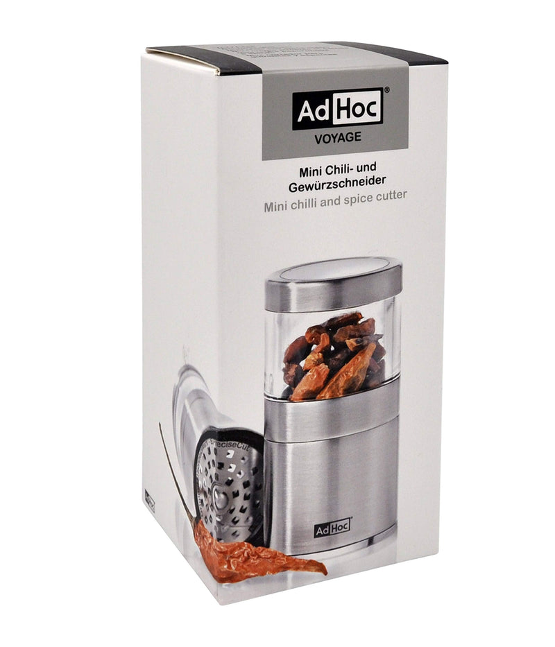 AdHoc Voyage Spice Mill - Stainless Steel Spice & Herbs Gadget - Easy Clean Herb & Spice Mill - Unique & Refillable Mill for Seasoning - Aroma-Tight Gadget for Spices