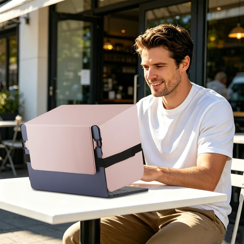 HoYiXi Foldable Laptop Sun Shade & Privacy Shield - Fits 15-16'' Laptop Compatible MacBook, Dell, Surface - Blocks Sunlight, Protects Privacy, Working Outdoor Travel,Anti - Glare,Pink Pink 15-16 inch Laptop