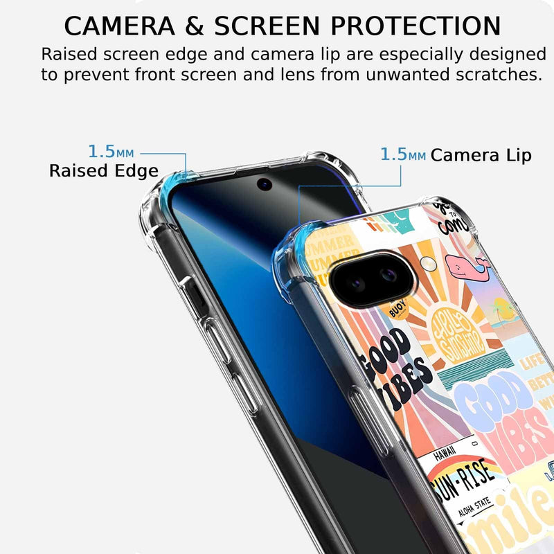 Case for Google Pixel 10a with Aesthetic Design,Good Vibes Positive Quote Collage,Clear Slim Soft TPU Bumper Phone Cover,6.3”(Good,P10a)