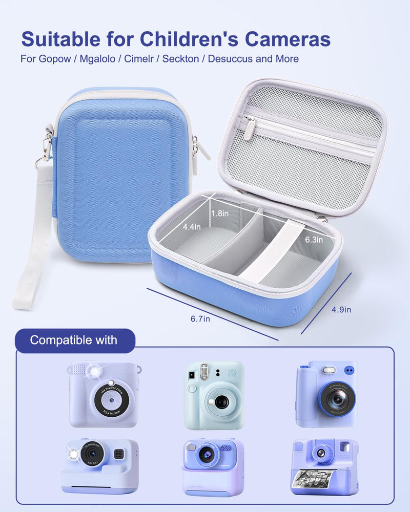 Krypthos Kids Instant Print Camera Case for Dylanto for ESOXOFFORE (Blue) | Compatible with ESOXOFFORE, Dylanto, DUDUDRAGON, Zostuic, Gofunly, Cimizi, Paper Storage, Shockproof, Durable, Easy to Carry Blue