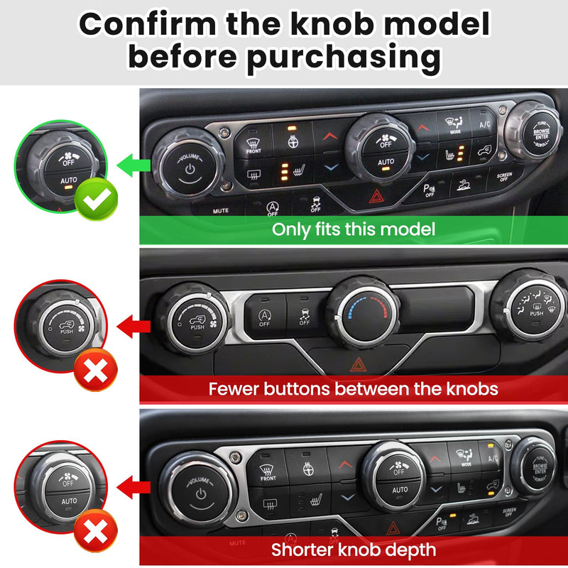 8PCS Metal Button Knob Cover for Jeep Wrangler JL JLU 2018-2025 & Gladiator JT Accessories Window Switch Button Cover Volume Radio Air Conditioner Headlight Switch Knob Cover (Red) Red