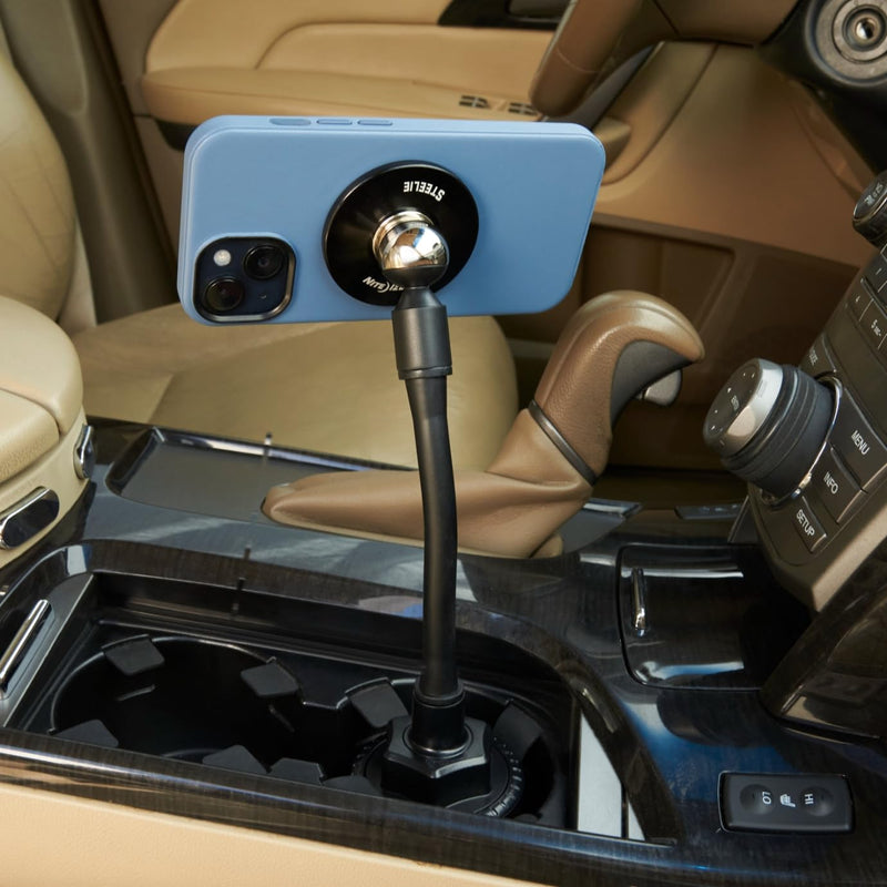 Nite Ize Steelie Orbiter Plus Cup Holder Kit - MagSafe Car Accessory for Phone Holder - Alternative to Car Dashboard Mount & Vent Mounts - Universal Cup Insert Holder
