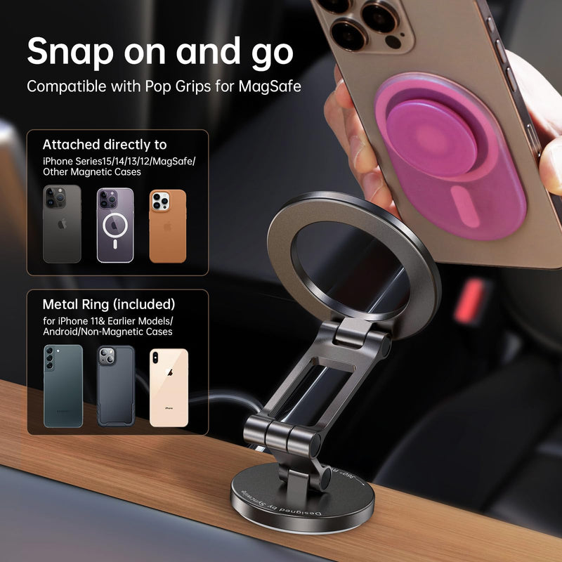 SYNCWIRE Dual-Sided Magnetic Phone Ring Holder Grip and Magnetic Car Phone Mount
