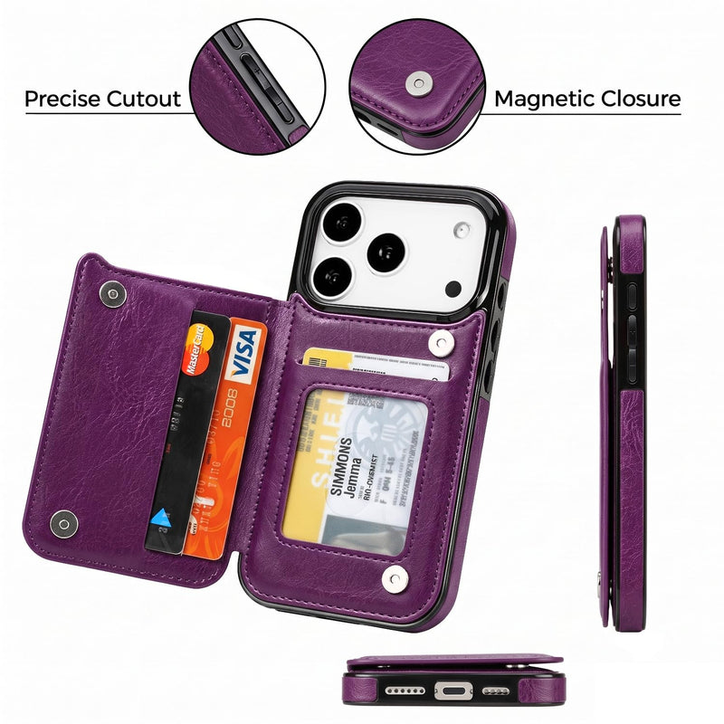 uCOLOR for iPhone 17 Pro Wallet Case Flip Wine Red | PU Leather RFID Blocking with Card Holder Slots for Women Men Magnetic Clasp Kickstand 6.3"