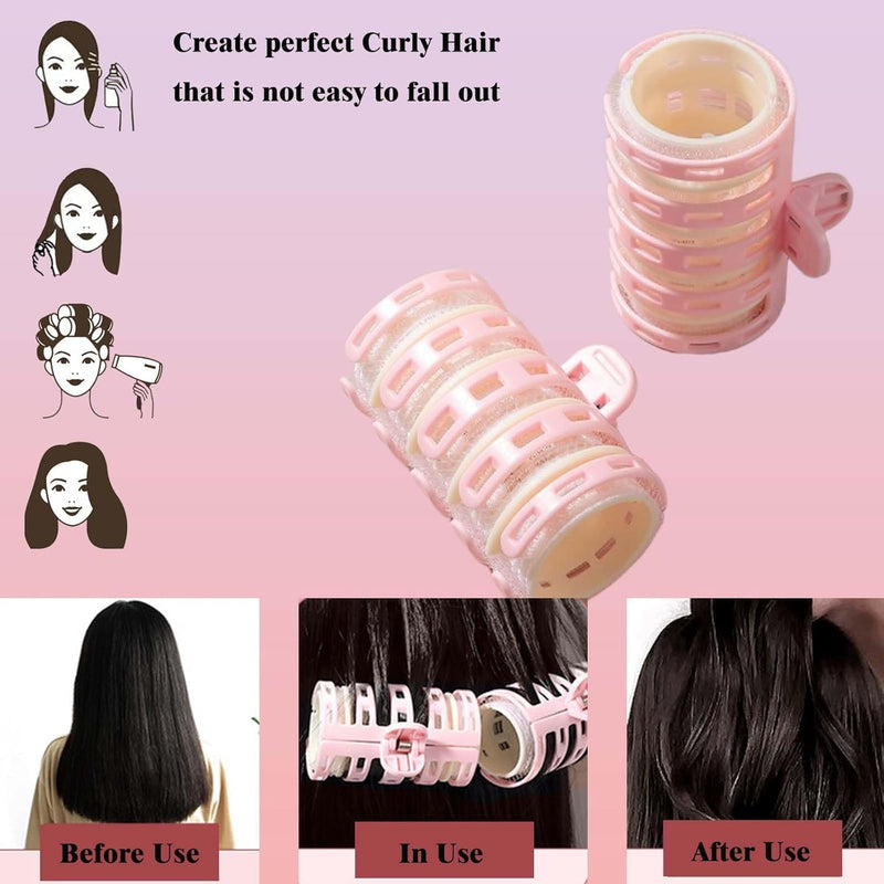Hair Roller,2 Pcs Hair Curlers Rollers With Clips,Daily Use Rollers for Hair Curling Volume,Self Holding Hairs Curlers No Heat for Long & Short Hair,Fringe Roller DIY Curling Tool Curls for Styling
