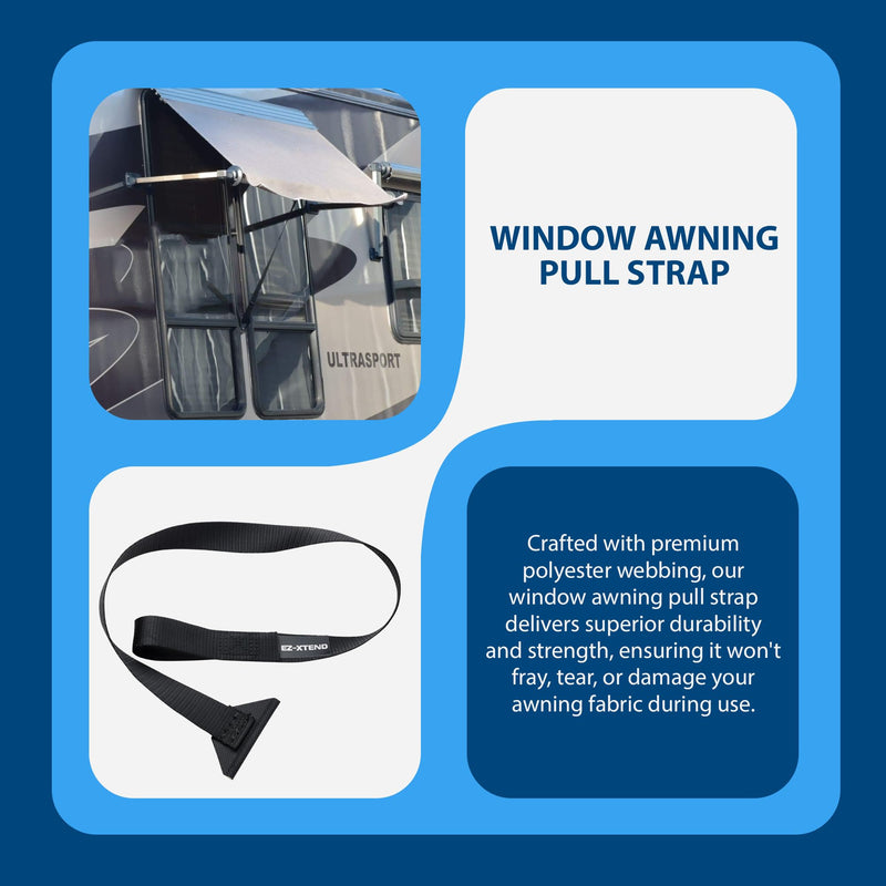 EZ-Xtend RV Camper Window Awning Pull Strap. Replacement Strap Made with UV Polyester Webbing, Lifetime Thread for Easy Operation RV Patio Window Awning. Sewn in USA (31") 31"