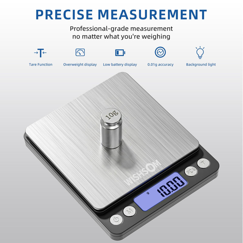 Professional Jewelry Scale, 500g x 0.01g High Precision Digital Gold Scale, Portable Precious Metal Gram Scale for Jewelers, Pawn Shops, Coin Dealers, Gold & Silver Weighing