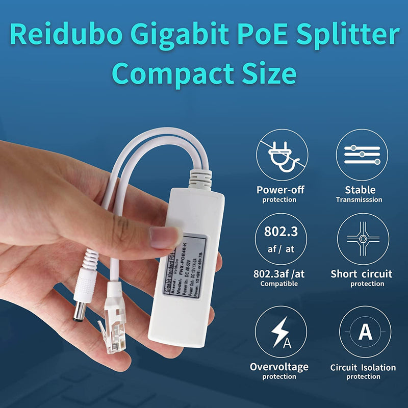 Gigabit PoE Splitter Adapter,12V 2A Output,1000Mbps, IEEE 802.3AF/at, Suitable for IP Cameras, AP WiFi, IP Phones, and Other DC Power Supply Devices,5.5x2.1mm DC, Input Voltage48-52V,2 Pack