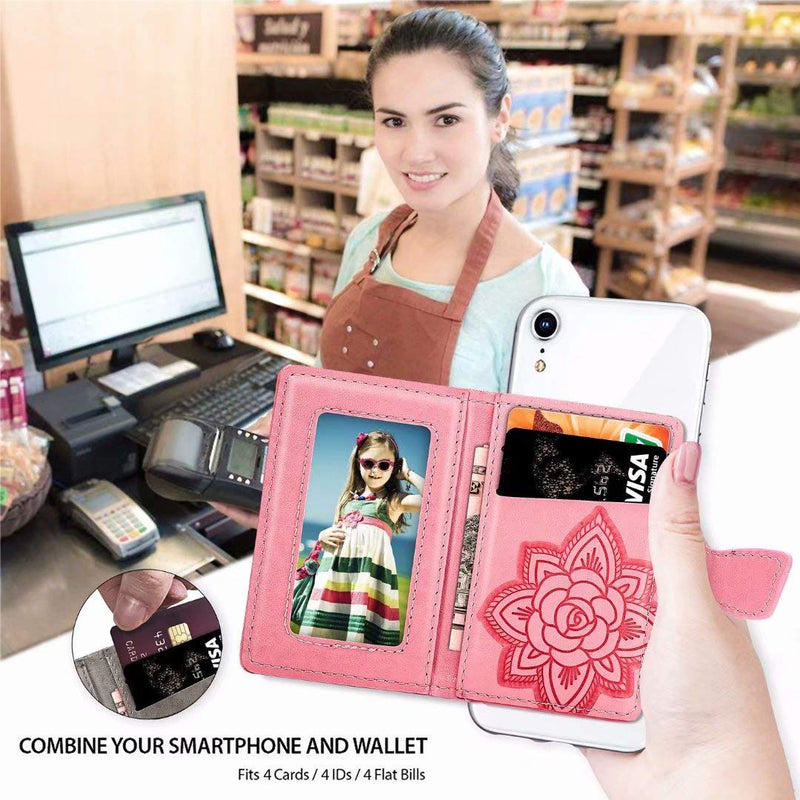 Cell Phone Butterfly Wallet,Credit Card Holder for Back of Phone Pocket 3M Adhesive Sticker Card Pouch Sleeve for iPhone/Samsung Galaxy/Moto/Google/Android and Most Smartphones (A-Purple) A-Purple