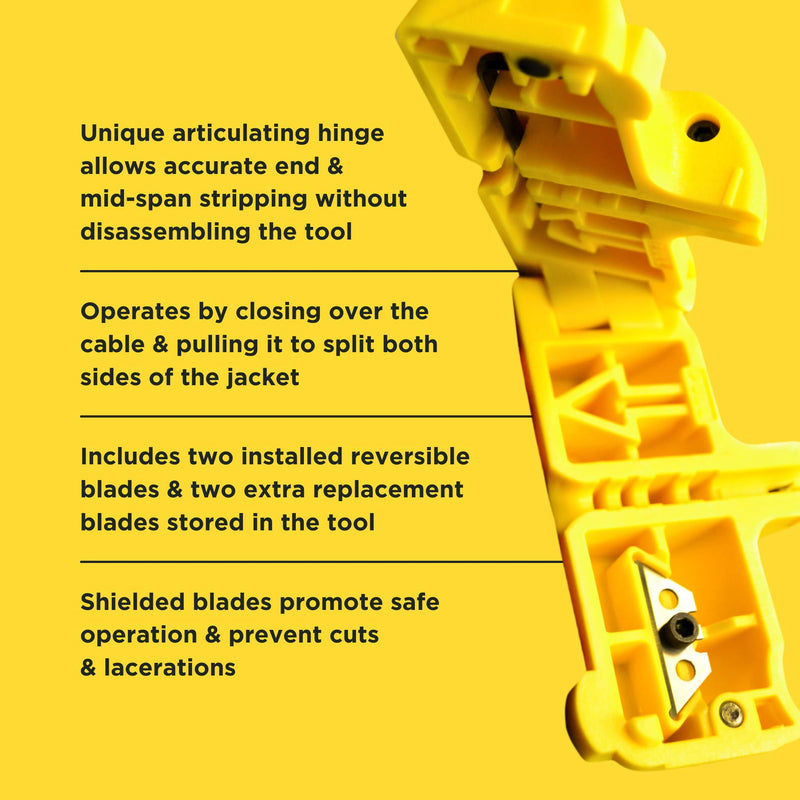 Miller MB04 FTTX Flat Drop-Cable Slitter with Articulating Hinge, Easily Portable Tool for Professional Technicians, Electricians, and Installers, 3.88 Ounces