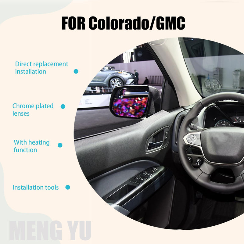 Right Passenger Side Mirror Replacement for Chevrolet Chevy Colorado,GMC Canyon 2015 2016 2017 2018 2019 2020 2021 2022 Rear View Mirrors Glass with Power Heated (OEM#：23191161) passenger side(right)