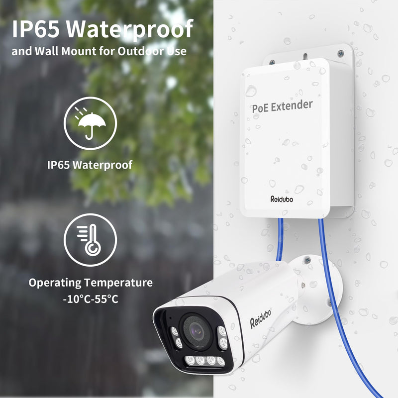 5 Ports Outdoor PoE++ Gigabit Extender, 1 in 4 Out PoE Repeater with 1000Mbps, IEEE802.3af/at/bt IP65 Waterproof, Extend Additional 100m(328ft) of Power and Data Transmission, Plug & Play