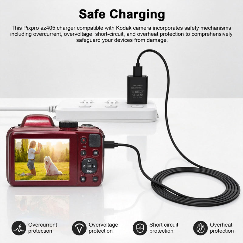 5 FT USB Charger for Kodak Pixpro FZ55 FZ45 FZ43, For Kodak Pixpro Astro Zoom AZ405 AZ401 AZ421 AZ252 AZ901 FZ152-RD FZ53-RD, for Kodak Easyshare Sport C142 C143 C183 C195 C1530 C1550 Charging Cable