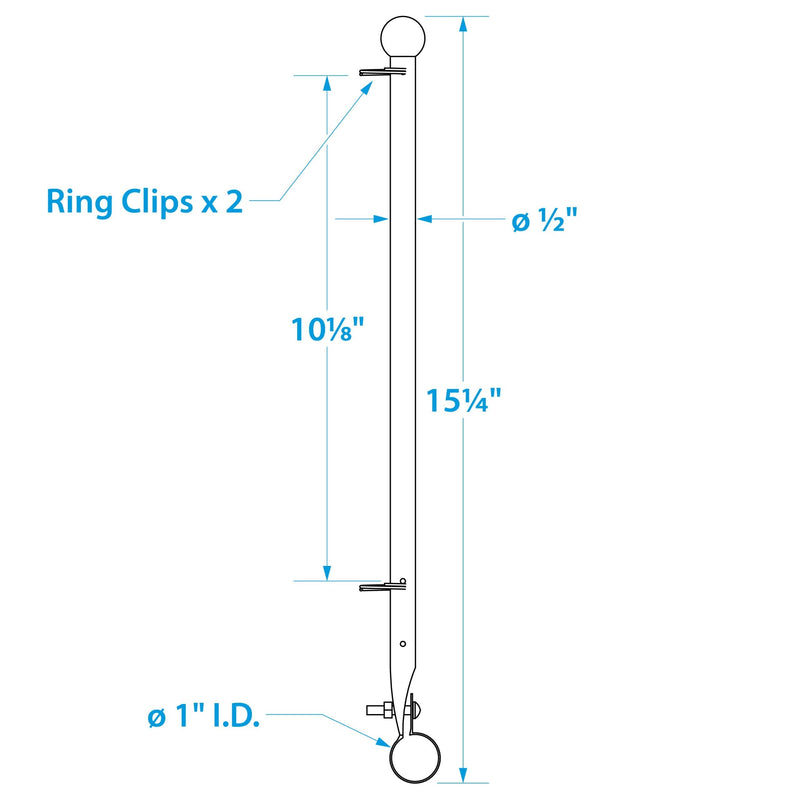 Seachoice Heavy Duty Flag Pole Clamp, Stainless Steel, 7/8 in.