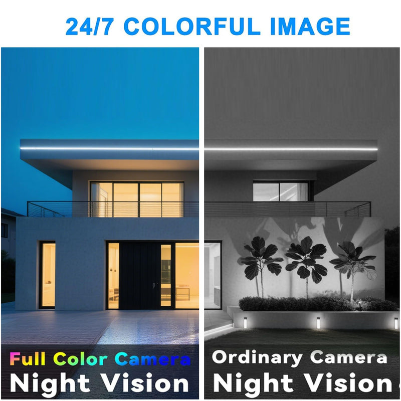 Real HD 8MP 4K PoE IP Full Color Night Vision Security Camera Outdoor, 2.8mm Wide Angle, H.265, Waterproof IP66, Metal Housing Turret Dome IP Camera, NDAA Compliant 8MP Color IP PoE Camera