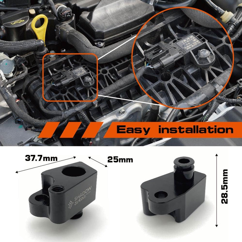 Shadow Boost Gauge Turbo Sensor Adapter For Ford Ecoboost Engine Focus MK3.5 Escape Fiesta ST 1.5L 1.6L Billet Aluminum Boost Tap Kit