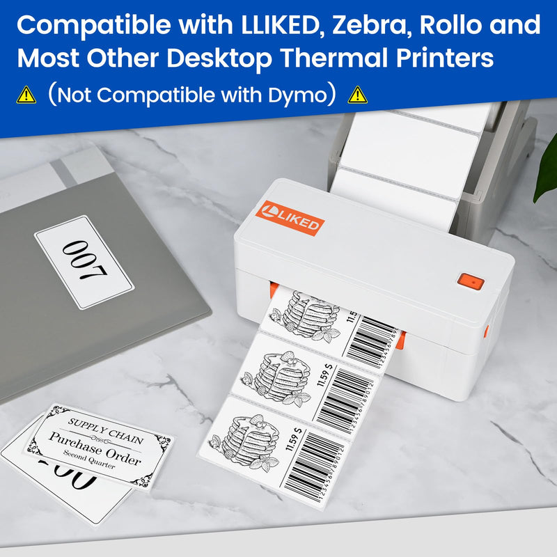 L LIKED 4" x 2" Blank Removable Labels with No Residue, Water and Oil Resistant, Use for Both Home and Office (1 Roll, 750 Labels) 4x2-750