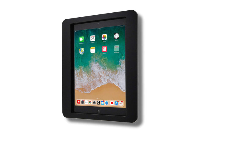 TABcare Anti-Theft Acrylic VESA Enclosure for Apple iPad Air 9.7" 1st & 2nd gen. with Free Wall Mount Kit & 90-Degree Angle Charge Cable (iPad Air 1/2 9.7", Black) Air 1/2 9.7"