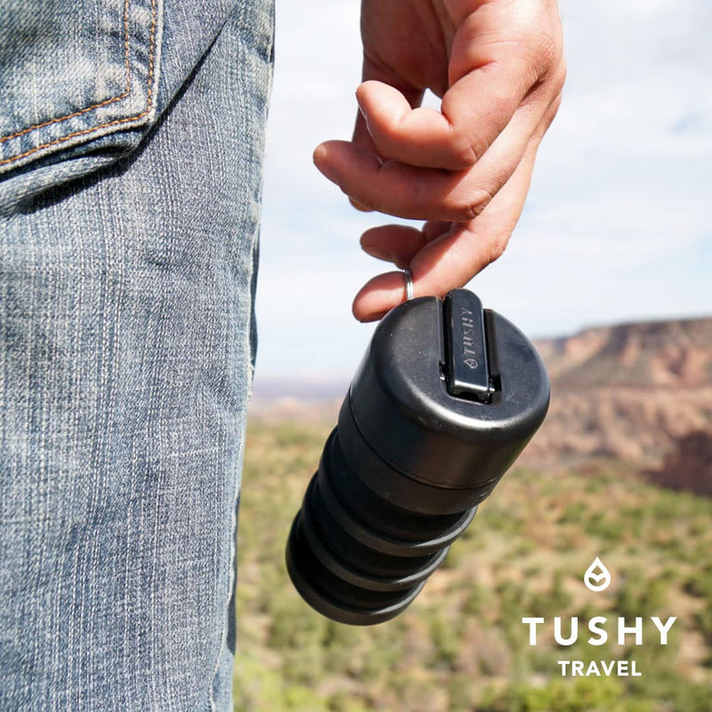 TUSHY Travel Bidet: Collapsible & Expandable for Discreet Portability, Refreshing Clean for Home, Camping, Outdoors & Travel (Helps Hemorrhoid Relief, Peri Bottle for Postpartum Care), Got2Go Onyx