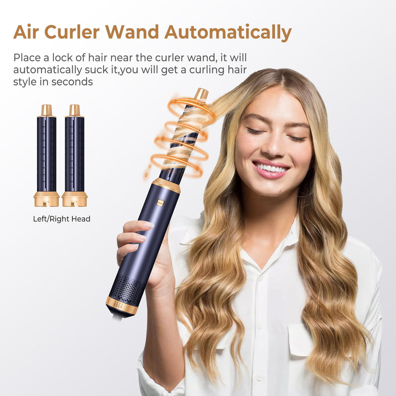 5 in 1 Hair Styler Airbrush Hairstyer Air Brush 5 in 1 Air styer | Airstyler Multi-Blow Dryer Brush Set with Curl, Straighten, Wavy, Smooth, Magic Styler for All Hair Types and Lengths Blue