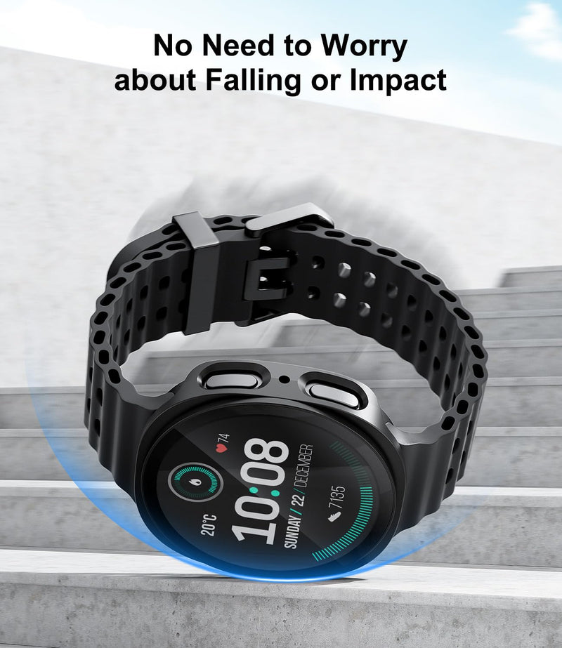 Case for Samsung Galaxy Watch 8 Watch 9 40mm Screen Protector Black | 2 Pack Hard PC Material Built-in HD Tempered Glass Screen Protector For Galaxy Watch 9/8 40mm