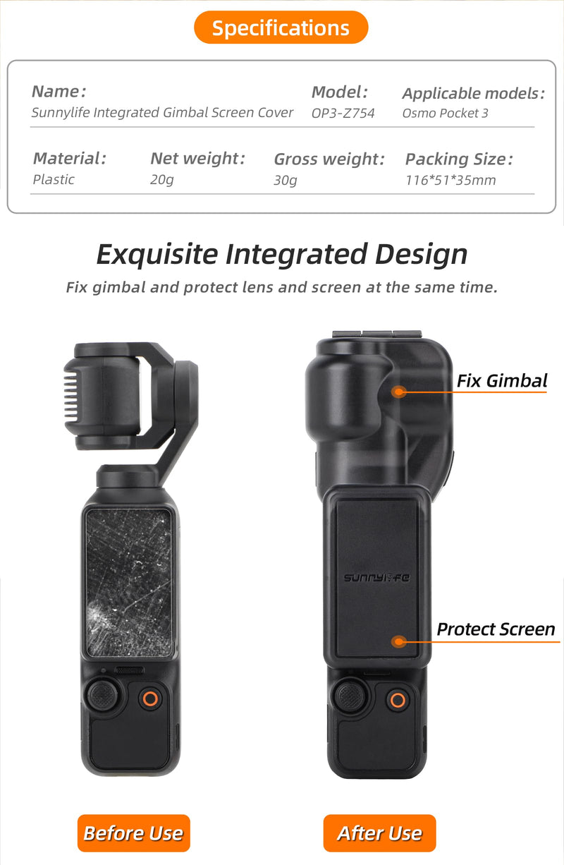 Pocket 3 Protective Case Cover for DJI Osmo Pocket 3, Gimbal Protector Lens Screen Protective Cover for DJI Osmo Pocket 3 Accessories