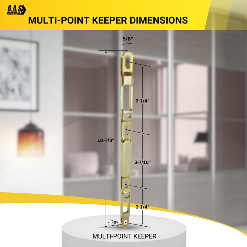 10-7/8" Sliding Patio Glass Door Multi-Point Keeper for 2 Point Mortise Lock | Fix Repair Locking Security Mechanism Hardware (Keeper for 11-3/4" Mortise Lock) Keeper for 11-3/4" Mortise Lock