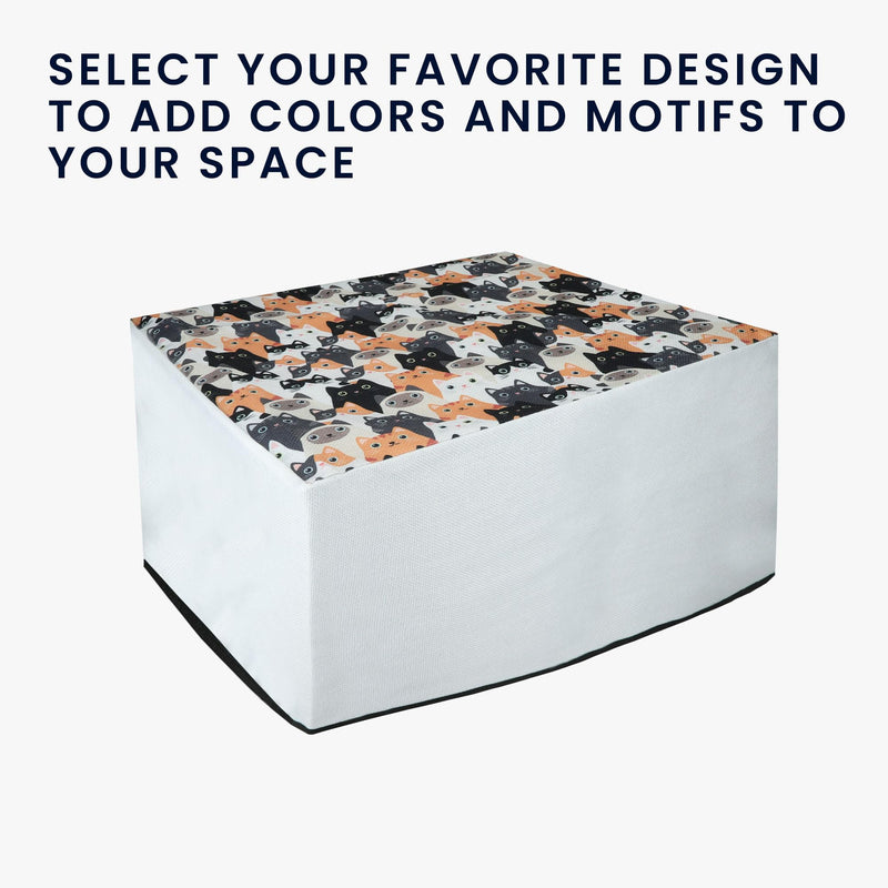 kwmobile Linen Printer Cover Compatible with HP Smart Tank 7305 Case - Cats Orange/Black/White Cats 29-01-02